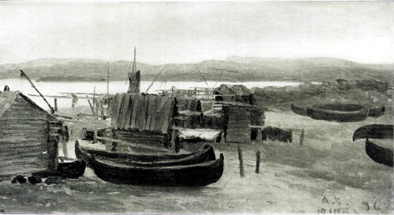 А. А. Борисов (род. в 1868 г.). Сельдяные топи в Кандалакше, на берегу Кандалакшского залива. (Городская галерея П. и С. Третьяковых в Москве).